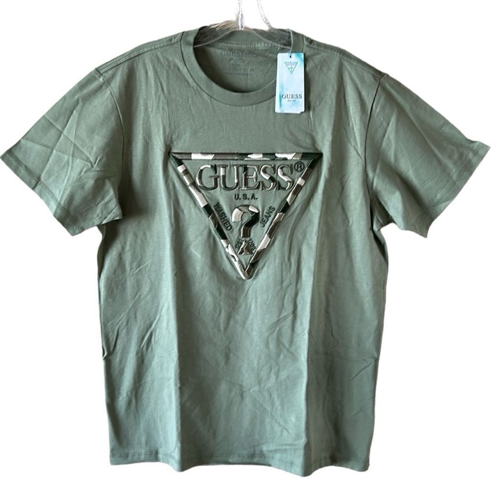 NEW Guess Green Signature Logo Shirt